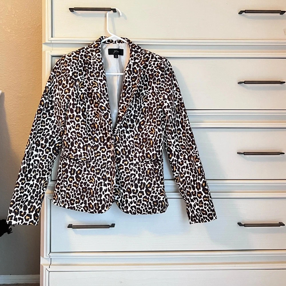 J.Crew Schoolboy Blazer Jacket in Snowcat Leopard Print NWOT size XS